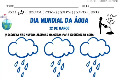 atividade 1º ano dia mundial da água